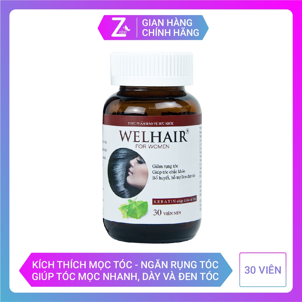 VIÊN UỐNG NGĂN RỤNG VÀ KÍCH THÍCH MỌC TÓC WELHAIR FOR WOMEN HỦ 30 VIÊN