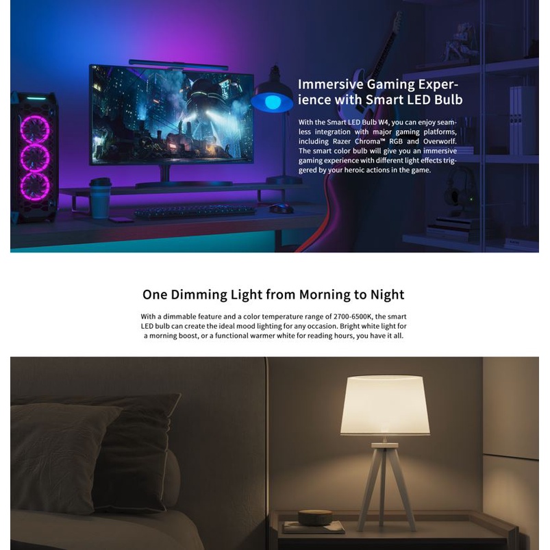 Bóng đèn thông minh Yeelight W4 16 triệu màu đui đèn E27, nhấp nháy theo nhạc, tương thích Homekit và đồng bộ Razer