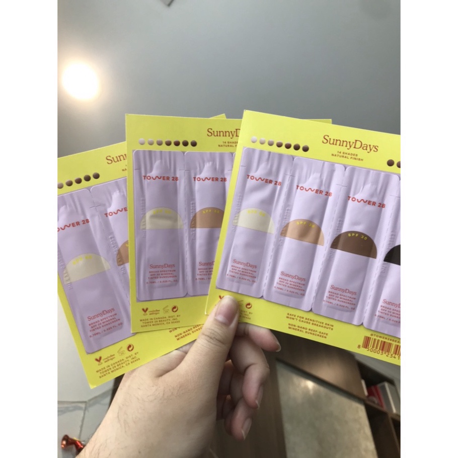 Sample mẫu thửKem nền chống nắng TOWER28 SunnyDays SPF 30 Tinted Sunscreen - 4x0.75ml