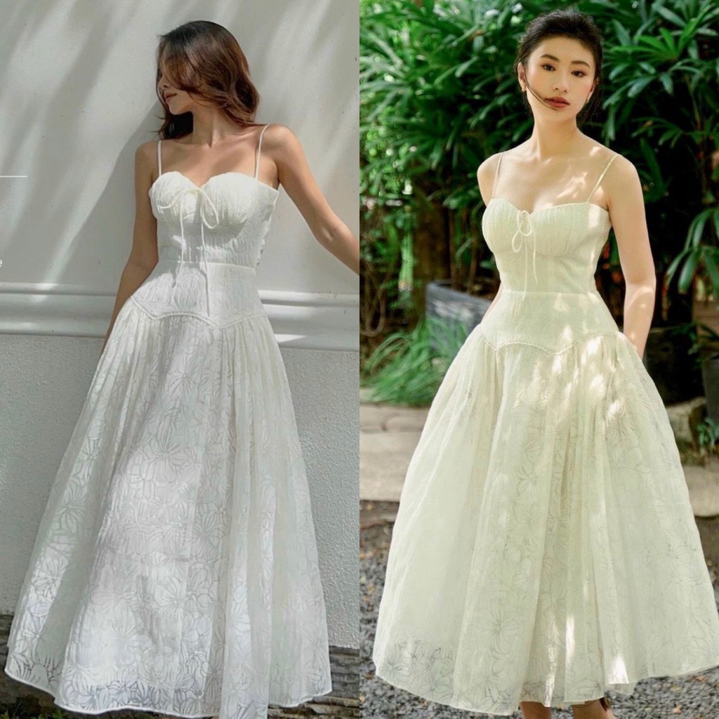 ĐẦM MIDI HAI DÂY CÚP NGỰC