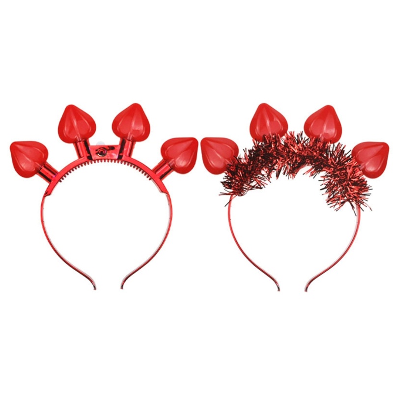 Flgo Băng Đô Cài Tóc Hình Trái Tim Đỏ Có Đèn LED Phát Sáng Trong Đêm Valentine