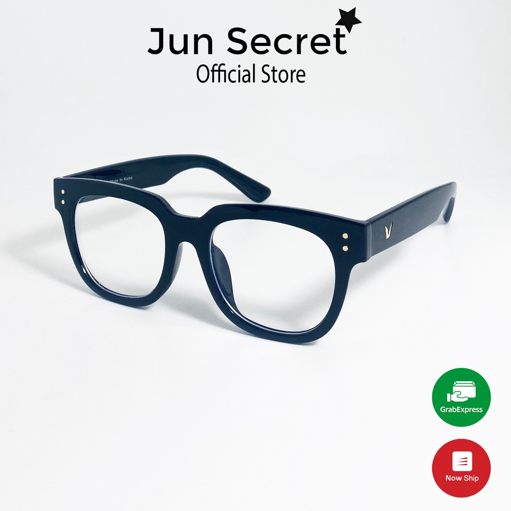 Mắt kính giả cận cao cấp Jun Secret gọng nhựa bảng to, tròng kính 0 độ chống tia UV dành cho cả nam và nữ JSVGENTLETO