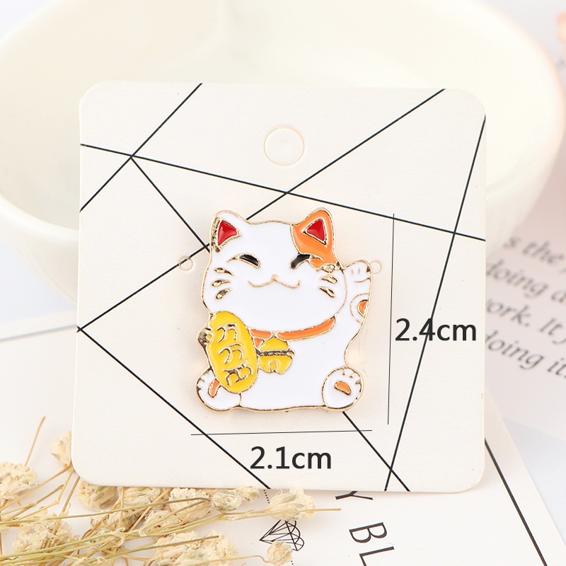 Huy Hiệu Cài Áo Hình Mèo May Mắn Hoạt Hình Sáng Tạo