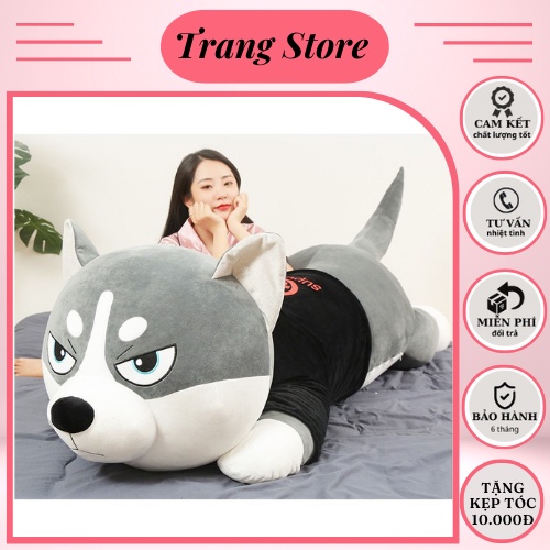 Gấu Bông Chó Husky Mặt Ngáo,Siêu Đẹp, Gối Ôm Chó Ngáo Ngộ Nghĩnh siêu to khổng lồ hàng cao cấp-gaubongxinh88.vn