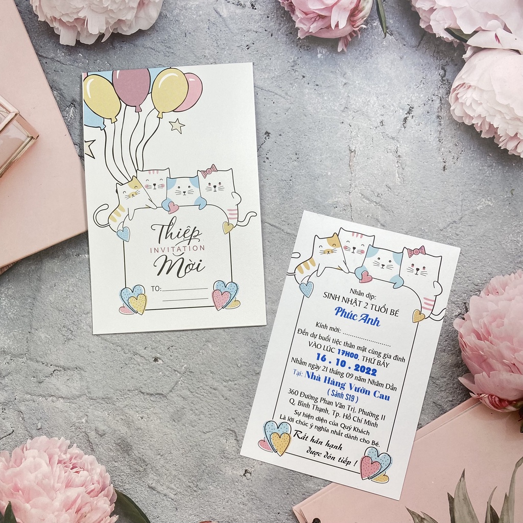 ✅|𝗦𝗵𝗼𝗽 𝗨𝘆 𝗧𝗶́𝗻| Thiệp Sinh Nhật - Thiệp Thôi Nôi - Thiệp Đầy Tháng Cho Bé Mèo