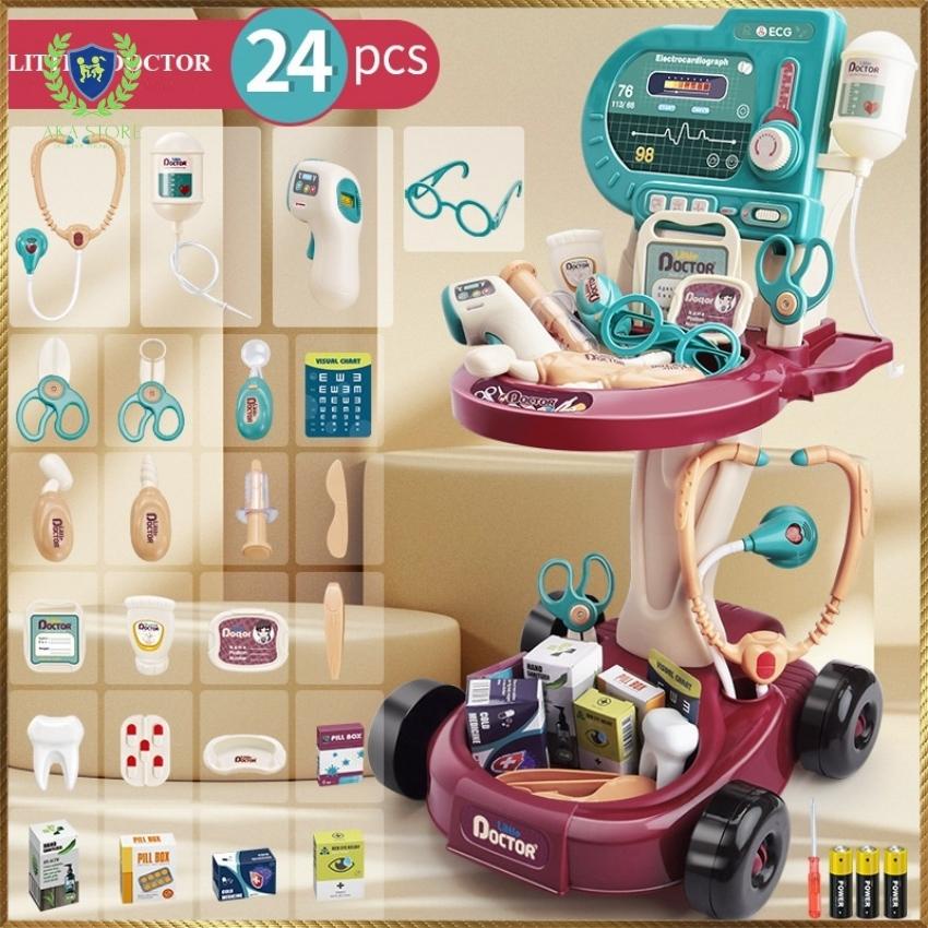 Đồ chơi bác sĩ cao cấp có xe đẩy, bộ đồ chơi bác sĩ cho bé gái bé trai làm từ nhựa nguyên sinh ABS cao cấp
