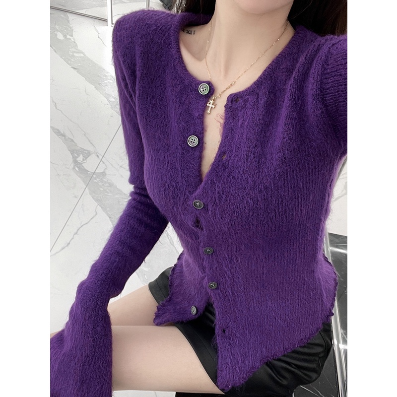 Áo Khoác Cardigan Dệt Kim Dáng Ôm Chiết Eo Thiết Kế Thanh Lịch Cho Nữ