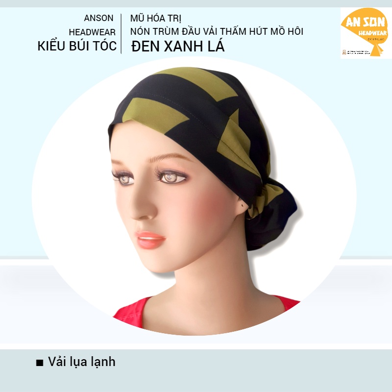 MŨ HÓA TRỊ, NÓN VẢI TRÙM ĐẦU KIỂU BÚI TÓC CHO BỆNH NHÂN UNG THƯ, HÓA TRỊ, XẠ TRỊ #nonanson