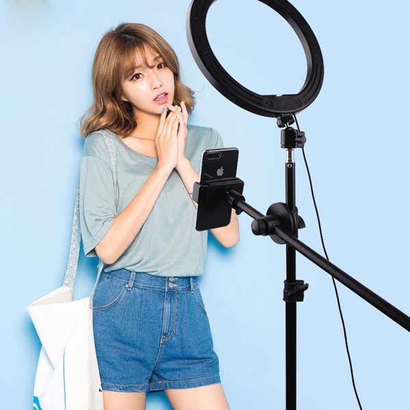 Giá đỡ chân quay video topshot quay review sản phẩm, livestream, spa phun xăm có đèn chân 2.1m