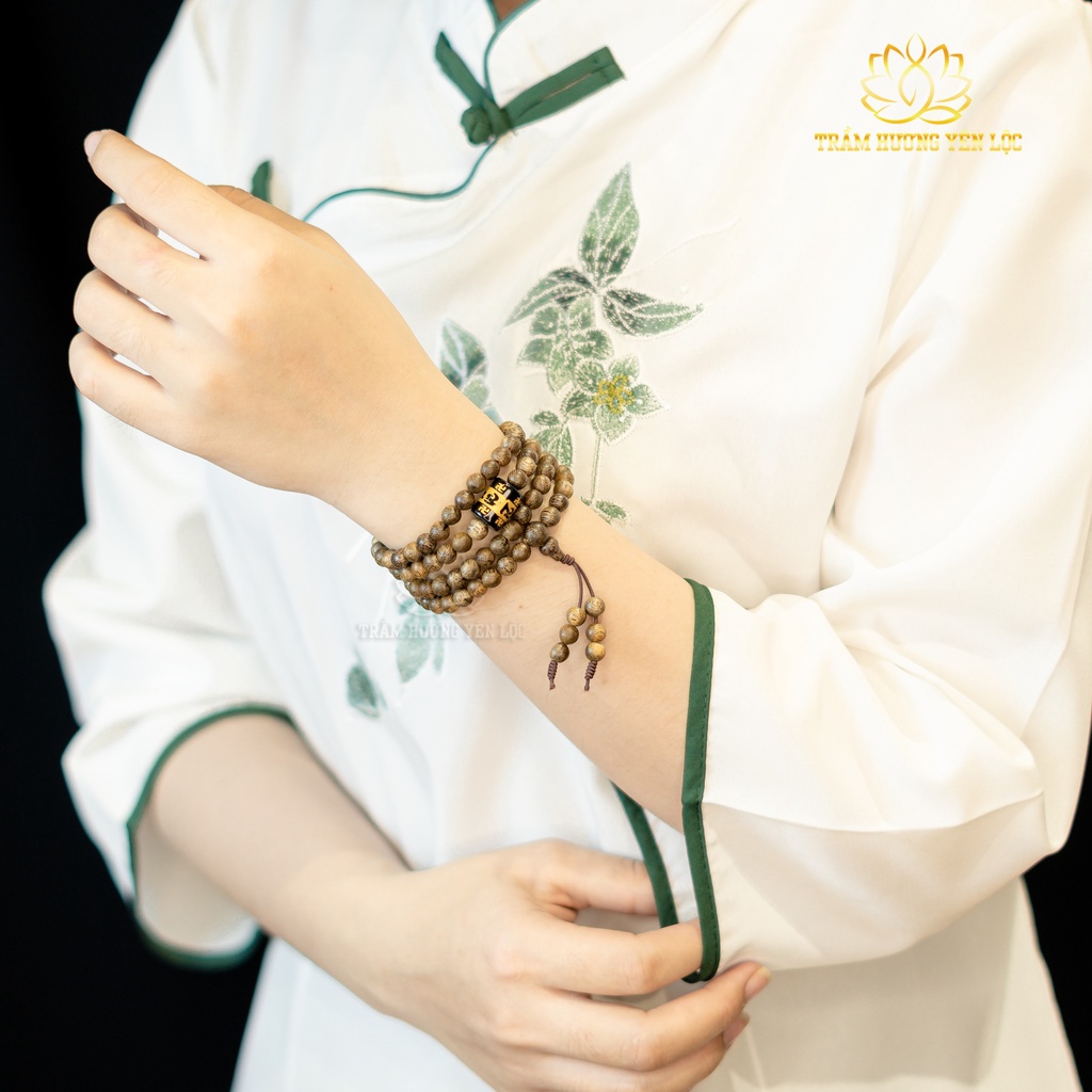 Vòng Tay Trầm Hương 108 Hạt Mix Omani Trầm Hương Yên Lộc THYL021