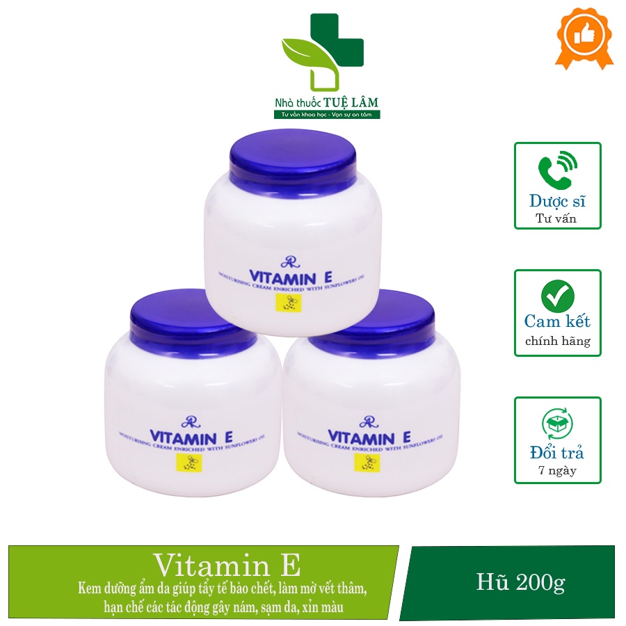 Kem dưỡng ẩm da vitamin e Thái Lan hũ 200g nắp xanh giúp tẩy tế bào da chết, làm mờ vết thâm, giảm sạm da, nám da