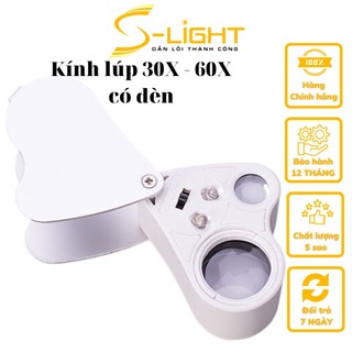 Kính lúp 30X - 60X cầm tay có đèn có thể gập gọn