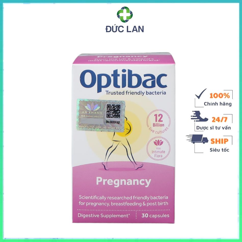 OPTIBAC PREGNANCY LỌ 30 VIÊN BỔ SUNG LỢI KHUẨN VÀ CHẤT SƠ FOS GIÚP HỖ TRỢ TIÊU HÓA