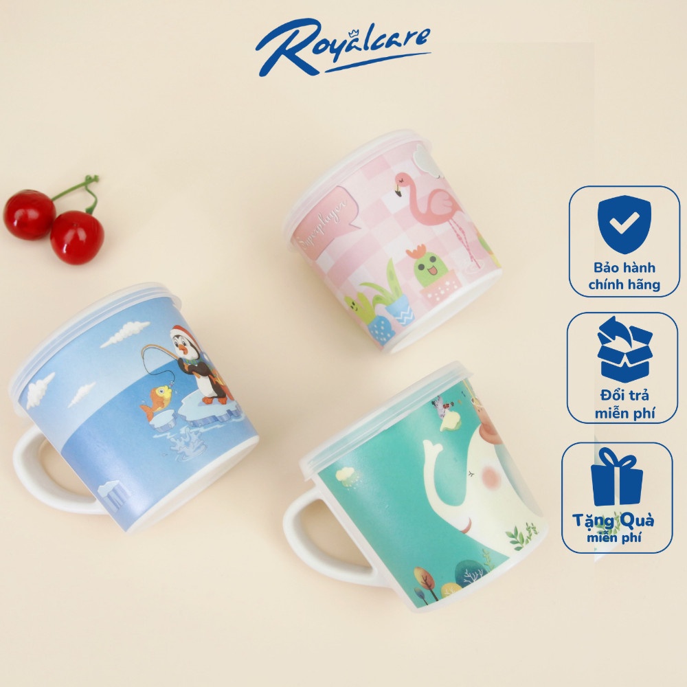 Cốc uống nước làm từ tre Bamboo kháng khuẩn có nắp đậy và khe cắm ống kèm hút D1905 Royalcare - đồ dùng ăn dặm cho bé