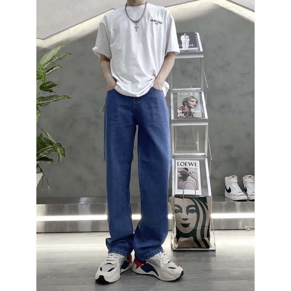 Quần jeans baggy trơn from suông sp kèm ảnh thật