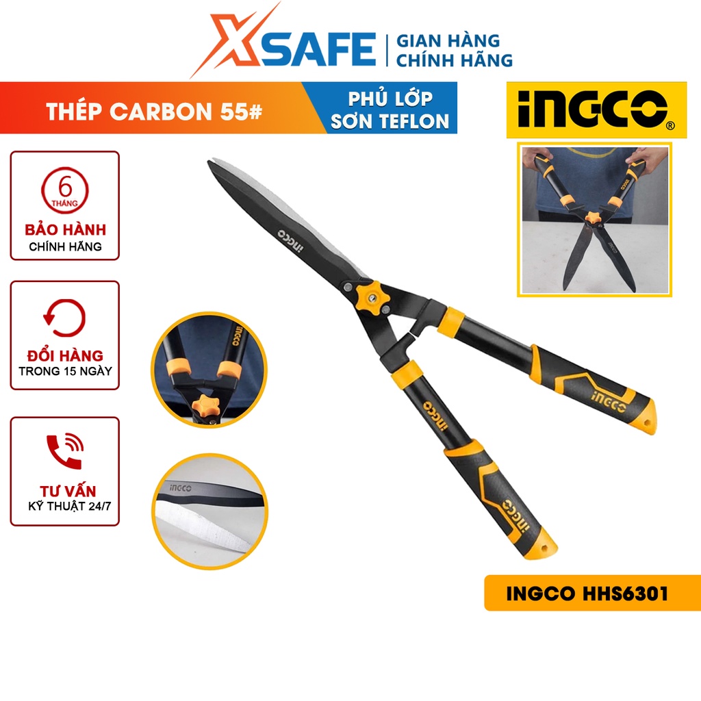 Kéo cắt tỉa cây cảnh INGCO HHS6301 dài 23.5inch, thép carbon 55 sơn phủ teflon chống rỉ sét siêu bén, dùng làm vườn