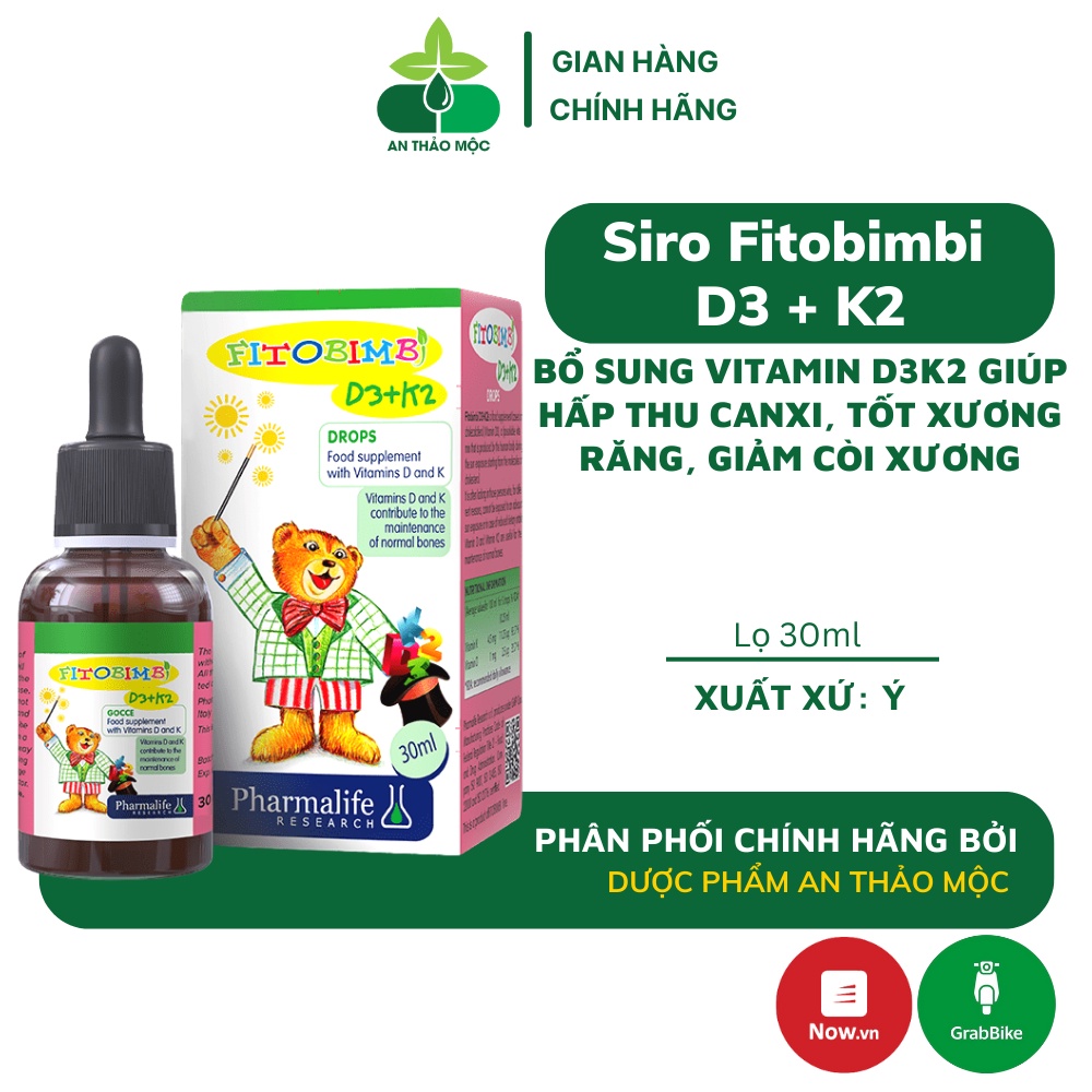 Vitamin FITOBIMBI D3K2 Dạng Nhỏ Giọt Giúp Bé Hấp Thu Calci Tăng Chiều Cao Xương Chắc Khỏe