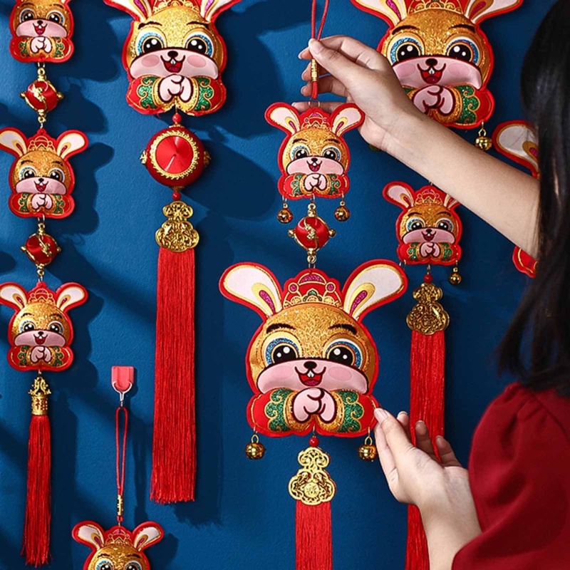 Dây Treo Trang Trí Phòng Khách Hình Thỏ Phong Cách Trung Hoa Mừng Năm Mới