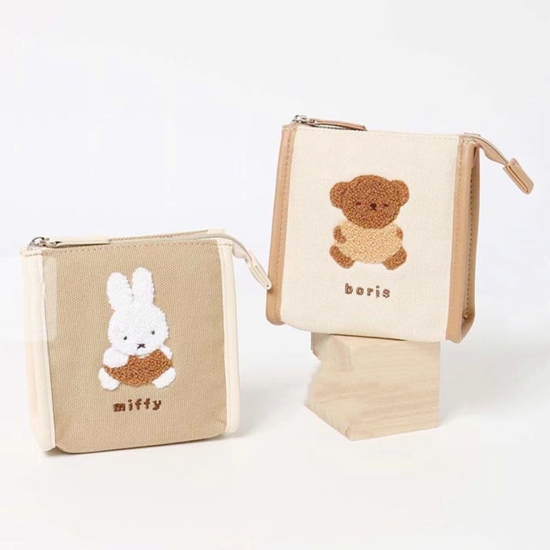 Túi Canvas Vuông Nhỏ Thêu Hình Thỏ Dễ Thương Đựng Mỹ Phẩm Cho Nữ