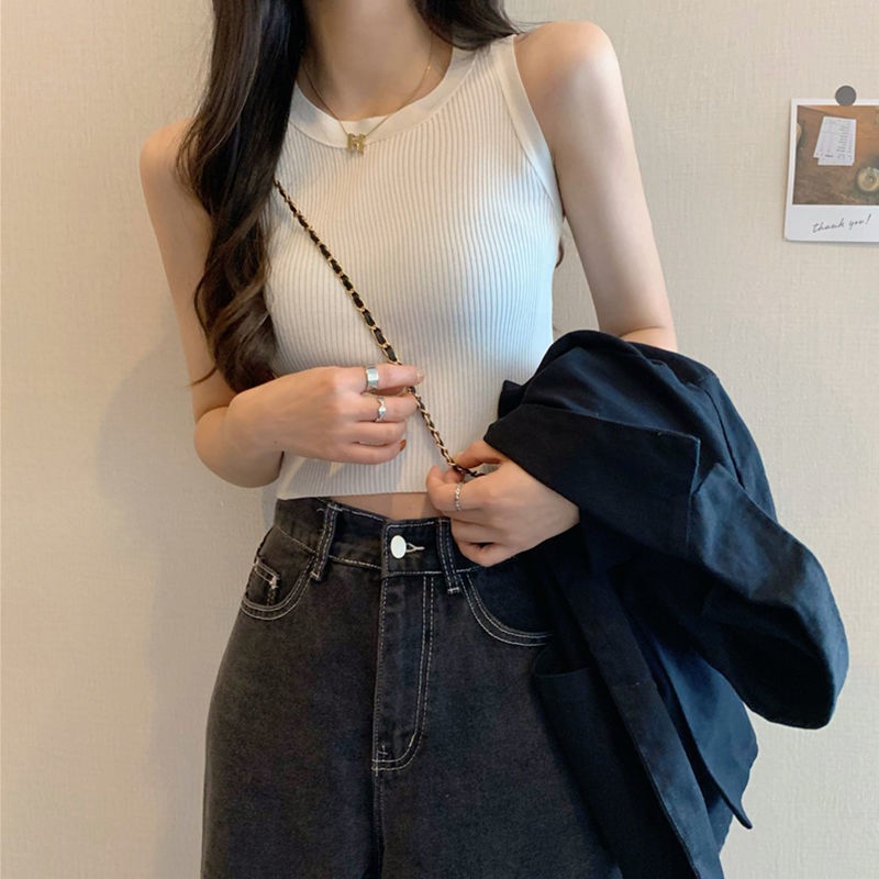 Áo Dệt Kim Hai Dây Màu Xanh Lá Thời Trang Cho Nữ