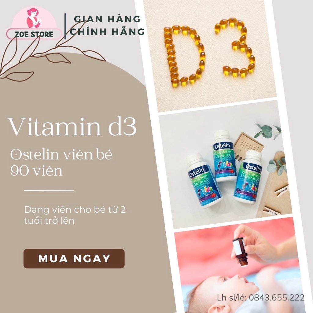 Vitamin D3 OSTERLIN 90 viên xilanh bổ sung cho bé 2 tuổi trở lên