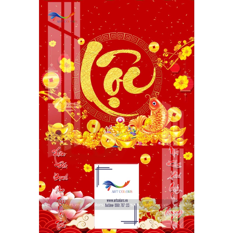 Bìa lịch tráng gương- Chữ Lộc-  Lịch Tết treo tường- Kích thước 40x60cm- không kèm bloc lịch