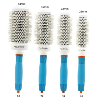Lược tròn gốm sấy xoăn cán xanh ceramic round brush
