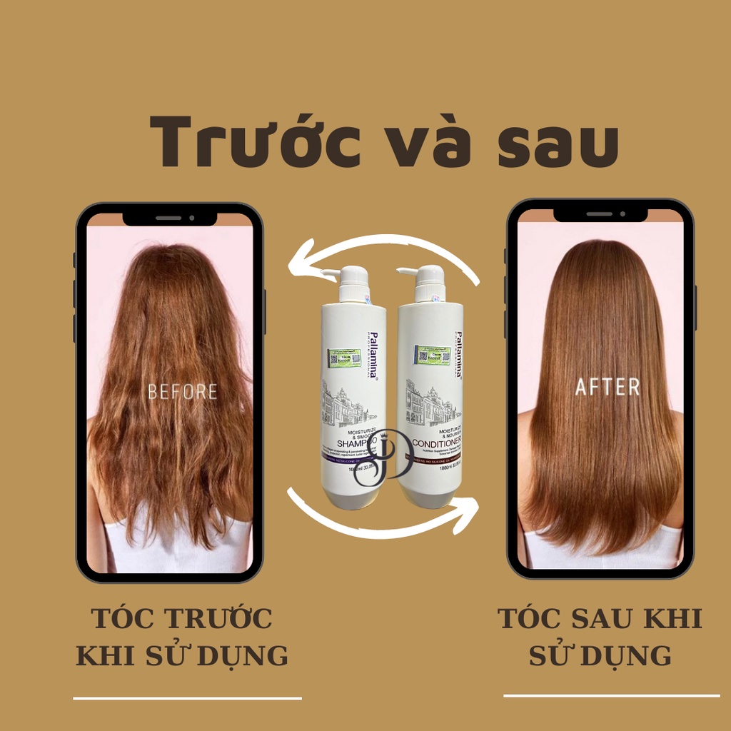 Dầu Gội Xả KERATIN PALLAMINA 1000ML * 2 Phục Hồi Kiềm Dầu Tóc Khô Xơ Hư Tổn Siêu Mềm Mượt | Calla Official
