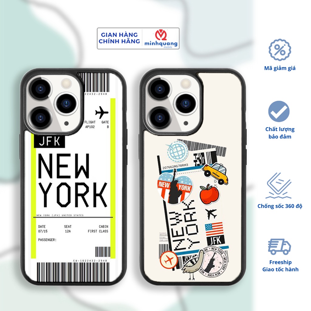 Ốp lưng iP Vé Máy Bay Fly to New York city, Chống Sốc Chống Trầy 360 độ MinhQuangmobile