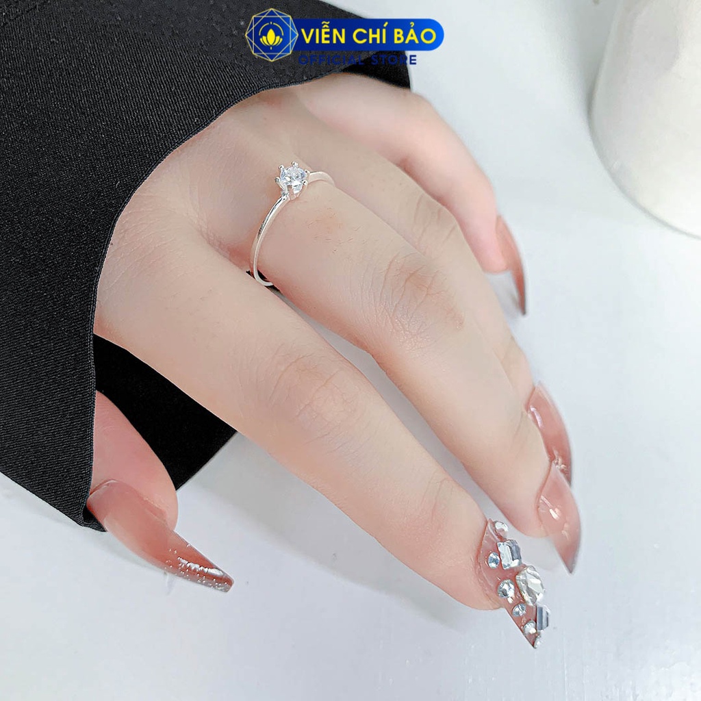 Nhẫn bạc nữ mặt đá nhỏ chất liệu bạc S925 thời trang phụ kiện trang sức nữ Viễn Chí Bảo N400539