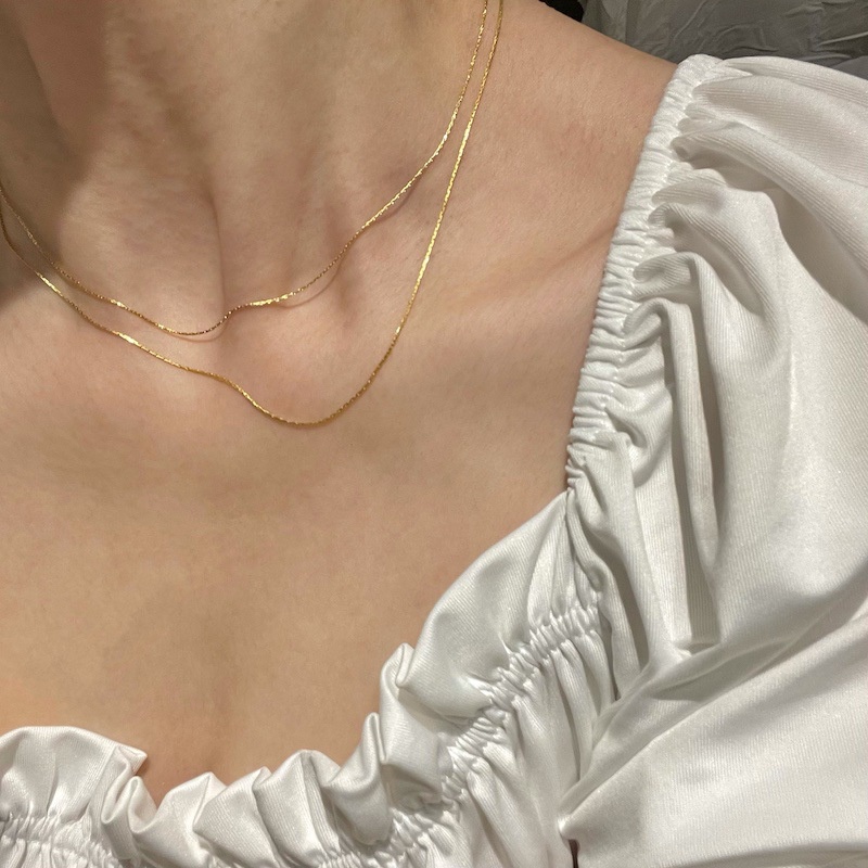 Dây Chuyền Thép Titan Mạ Vàng 18K Mỏng 0.6mm Không Phai Màu