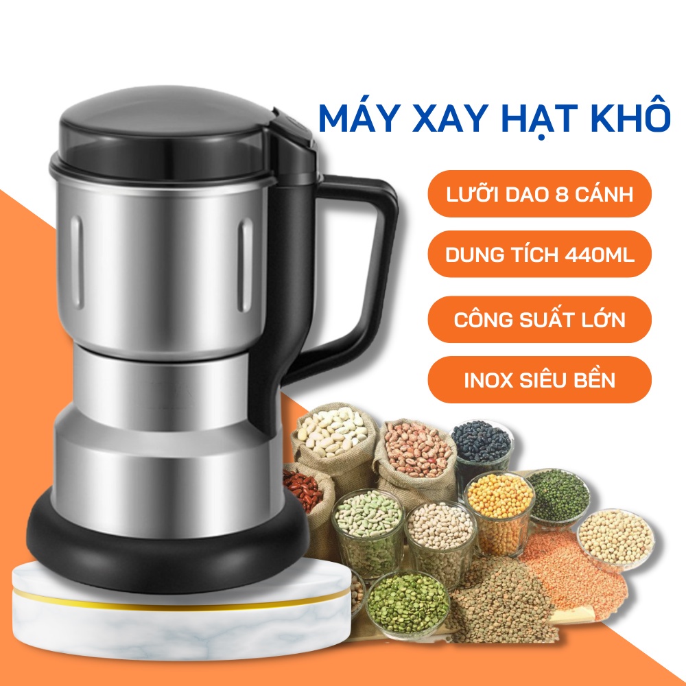 Máy xay bột khô Siêu Mịn Công Suất 300W, Máy xay hạt cà phê, xay bột ngũ cốc, xay gia vị - 8 Lưỡi dao