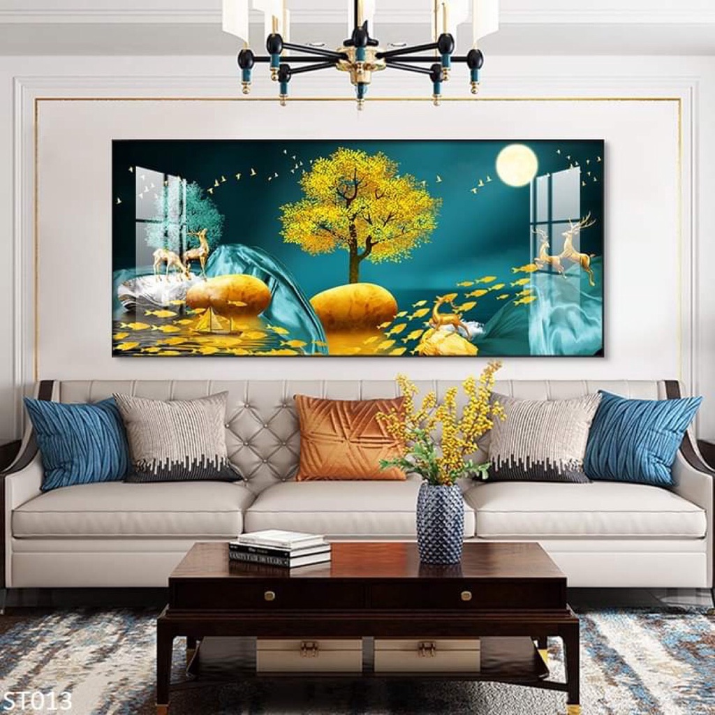 Tranh Tráng Gương Hươu Tài Lộc , Khổ Ngang  Treo Tường/Trang Trí Phòng Khách/ Phòng Làm Việc - Simplehouse