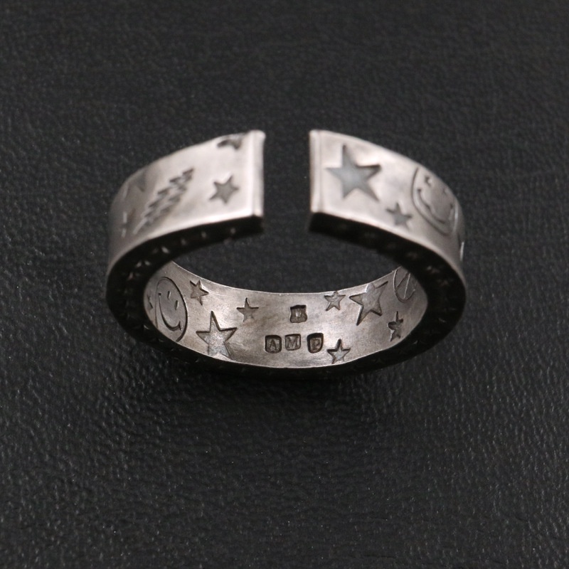 Nhẫn Hở Hình Ngôi Sao Mặt Cười Graffiti Đơn Giản Thời Trang Cho Nam