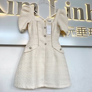Váy dạ dây đan ngực đính khuy đá TKCC - Kim Linh Shop