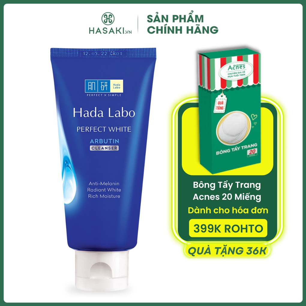 Sữa Rửa Mặt Dưỡng Trắng Cho Mọi Loại Da Hada Labo Perfect White Cleanser 80g