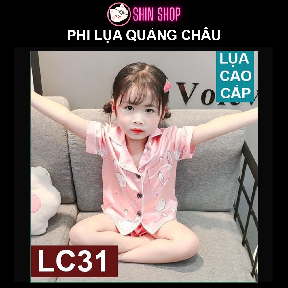 (9-21kg) ✅ Pizama PHI LỤA QUẢNG CHÂU Thỏ trắng hồng LC31 trẻ em, đồ ngủ cộc bé trai, bé gái