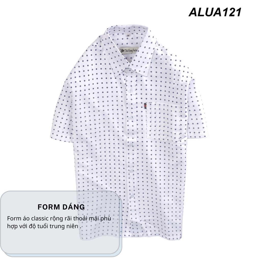 Áo sơ mi nam ngắn tay trung niên vải lụa mềm mịn co giãn form rộng có túi ALUA12