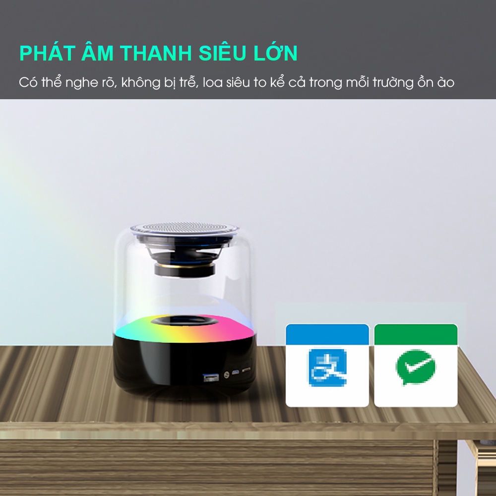 Loa bluetooth không dây SIDOTECH 308 mini bass mạnh âm thanh vòm 360 độ có LED RGB cho điện thoại máy tính laptop để bàn