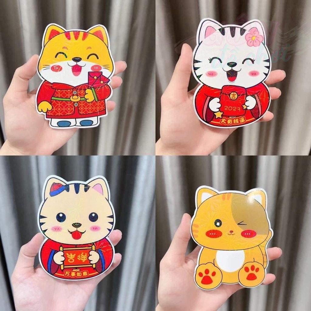 Bao lì xì tết 2023 con mèo phản quang chibi cute xuân quý mão giá rẻ Gôn đồ chơi