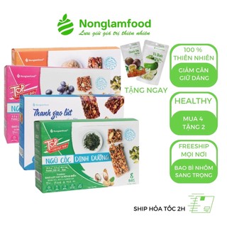 Thanh gạo lứt ngũ cốc Nong Lam Food mix 4 vị chà bông,rong biển,trái cây,dừa giòn phù hợp ăn kiêng,giảm cân hiệu quả