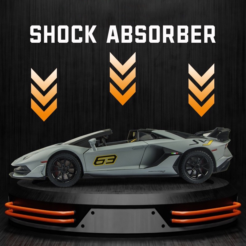 Mô Hình Xe Hơi Lamborghini SVJ 63 Tỉ Lệ 1: 24 Bằng Hợp Kim Có Đèn Và Nhạc Cho Bé Trai