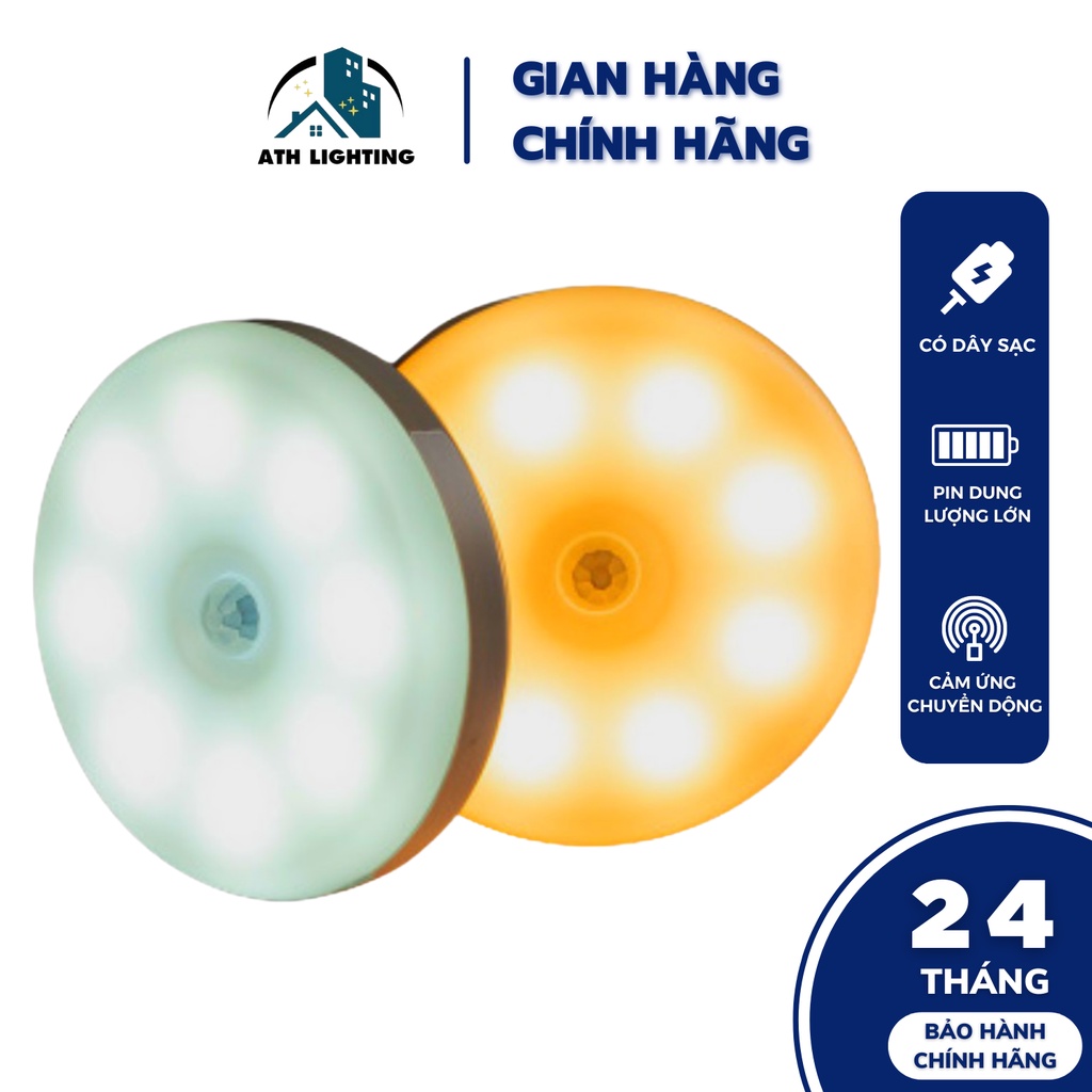 Đèn ngủ cảm ứng chuyển động, loại đèn led tự bật tắt không dây dán phòng ngủ, tủ quần áo, cầu thang, phòng tắm...