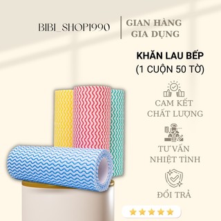 Cuộn khăn giấy 50 tờ lau bát đĩa nhiều màu - Khăn giấy lau đa năng lau bếp, lau tay