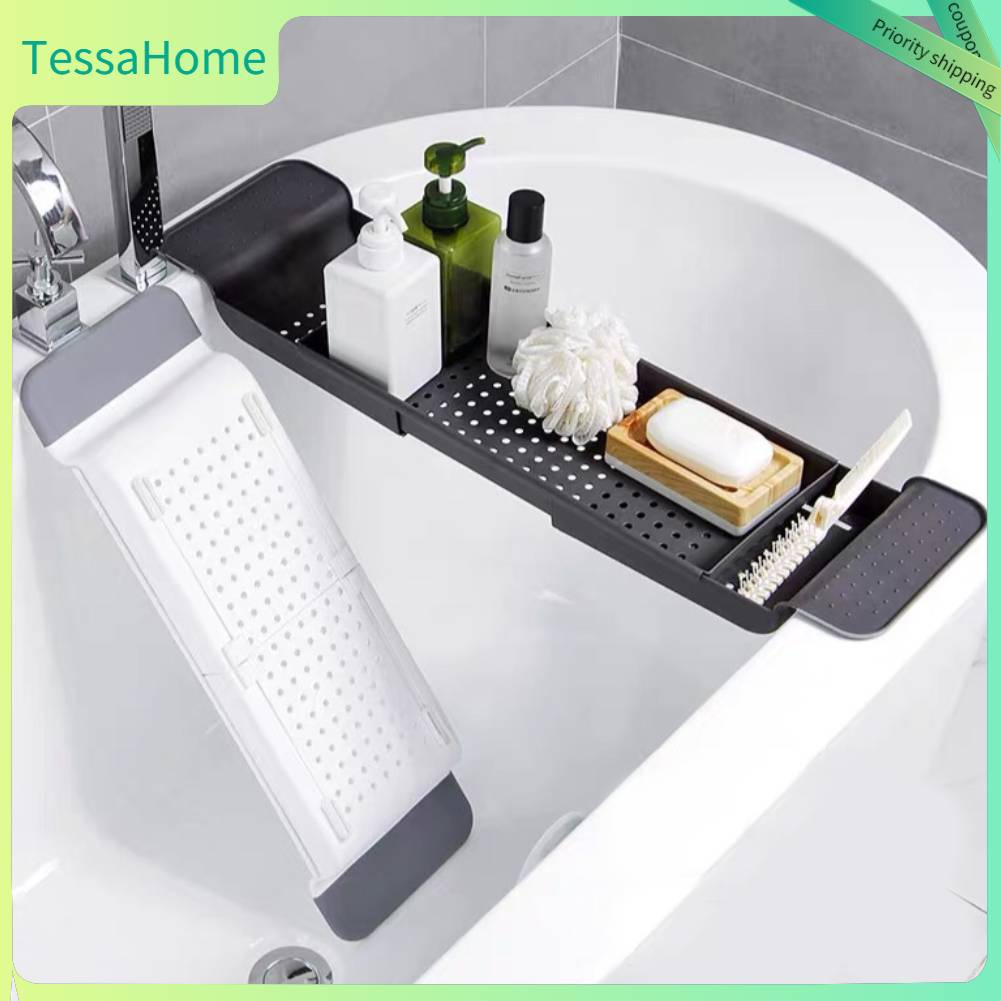 TessaHome Khay gác bồn tắm bằng nhựa có thể mở rộng đa năng