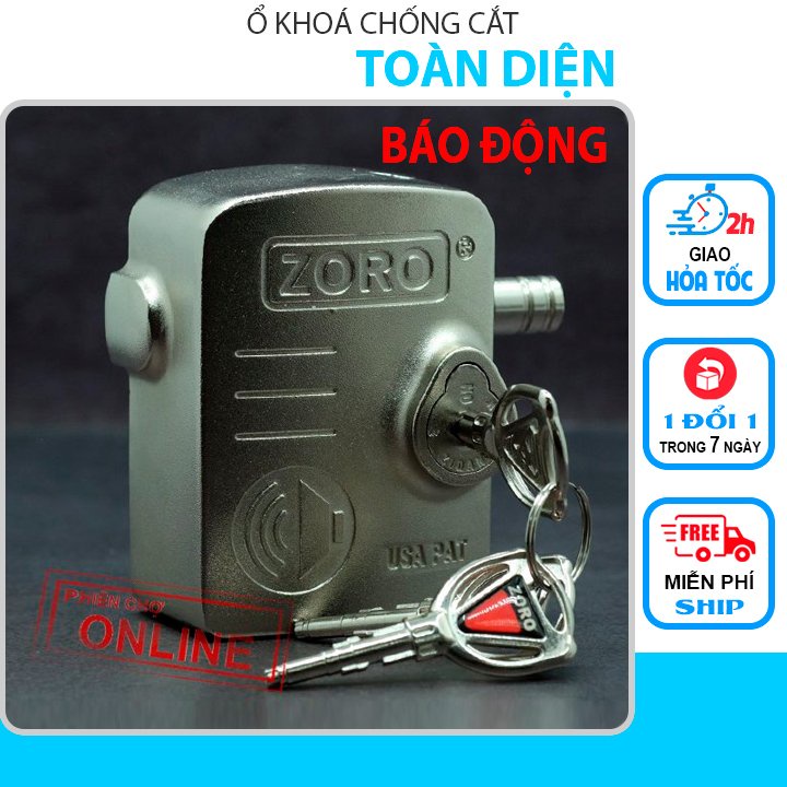 Ổ KHÓA CHỤP CHỐNG CẮT TOÀN DIỆN ZORO CÓ BÁO ĐỘNG - BẢO VỆ KHOEN CỬA