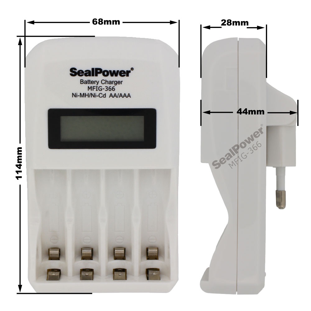 Máy sạc SealPower MFIG-366 / MFIG-367 máy sạc nhanh, Pin sạc AA 3300mAh / AAA 1300mAh, Pin tiểu, đũa có màn hình LCD