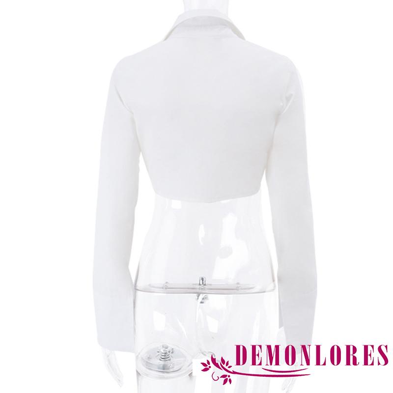 Áo Sơ Mi Tay Dài Dáng Rộng Màu Sắc Trơn Cài Nút Thời Trang Xuân Thu Dành Cho Nữ