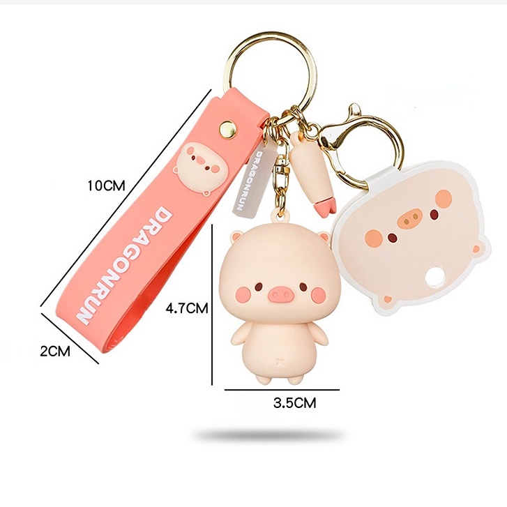 Móc Khóa Silicon Hình Chú Heo Hoạt Hình Dễ Thương