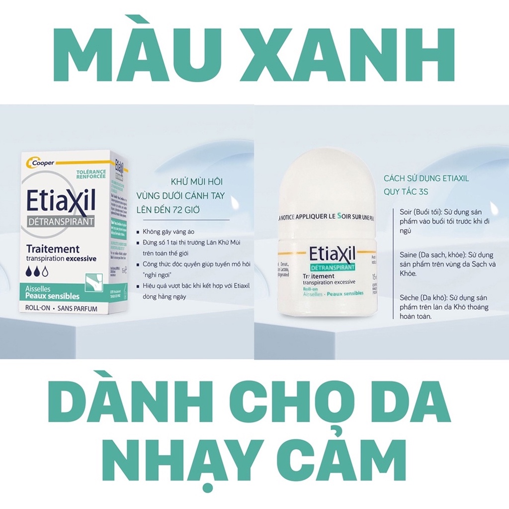 Lăn khử mùi Etiaxil hỗ trợ cải thiện mùi hôi hiệu quả dành cho da nhạy cảm chính hãng Pháp 15ml NPP Tido88